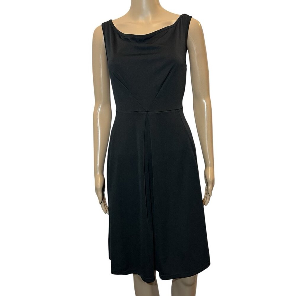 Angvns Women Knee Casual Dress Size Small Black Sleeveless Stretch Fit Flare New